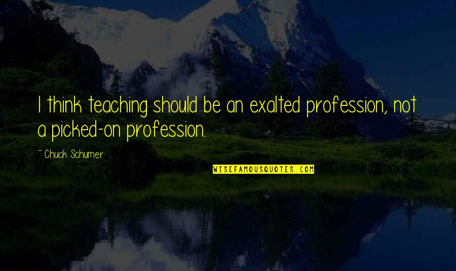 Capitano Quotes By Chuck Schumer: I think teaching should be an exalted profession,