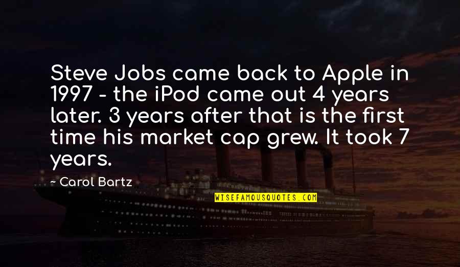 Cap'n Quotes By Carol Bartz: Steve Jobs came back to Apple in 1997