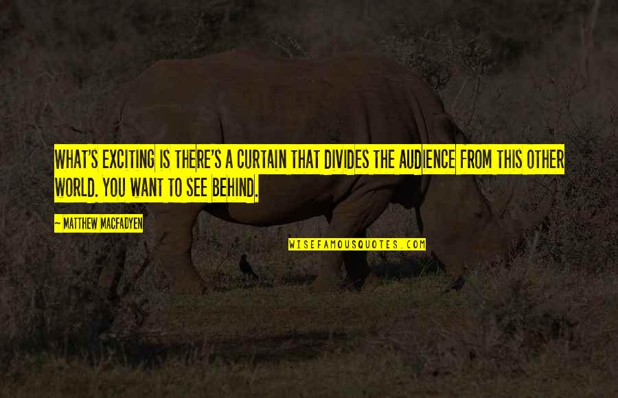 Capones Quotes By Matthew Macfadyen: What's exciting is there's a curtain that divides Capones Quotes By Matthew Macfadyen: What's exciting is there's a curtain that divides