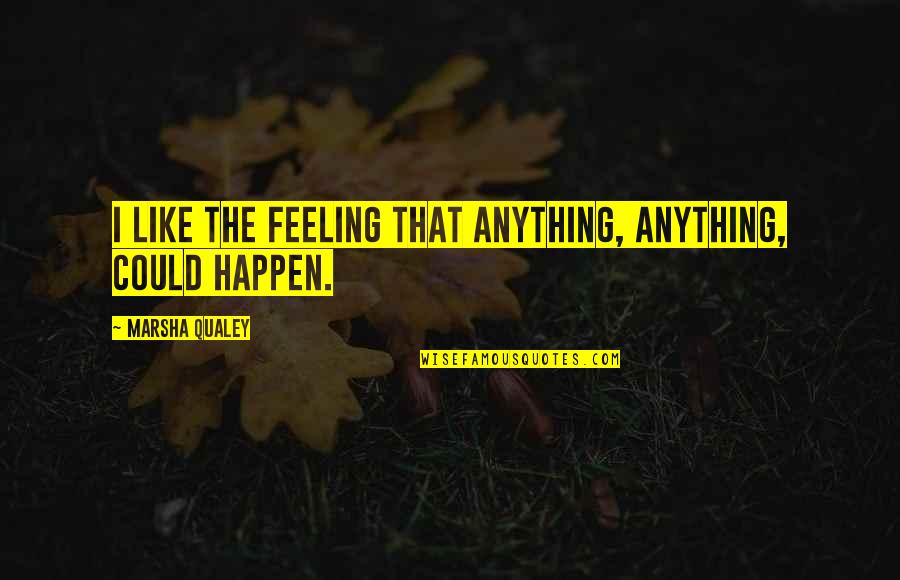 Cappie And Casey Love Quotes By Marsha Qualey: I like the feeling that anything, anything, could Cappie And Casey Love Quotes By Marsha Qualey: I like the feeling that anything, anything, could