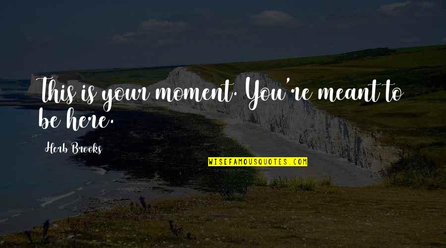 Capretti Toscana Quotes By Herb Brooks: This is your moment. You're meant to be Capretti Toscana Quotes By Herb Brooks: This is your moment. You're meant to be
