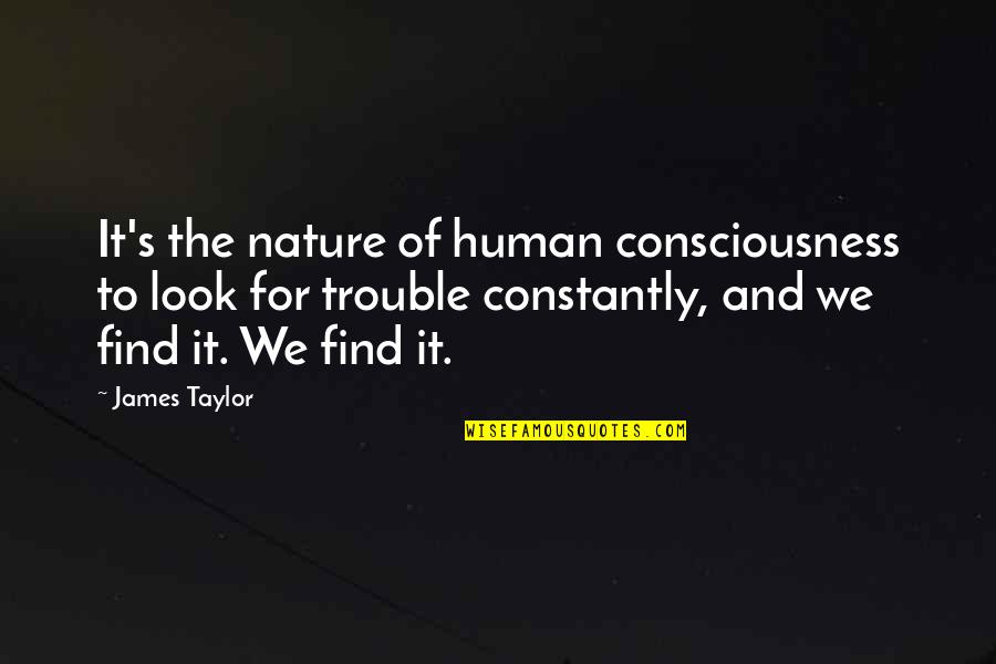 Capriole Quotes By James Taylor: It's the nature of human consciousness to look Capriole Quotes By James Taylor: It's the nature of human consciousness to look