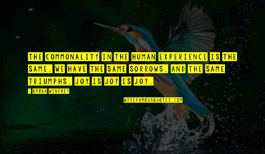Captacion De Agua Quotes By Oprah Winfrey: The commonality in the human experience is the Captacion De Agua Quotes By Oprah Winfrey: The commonality in the human experience is the