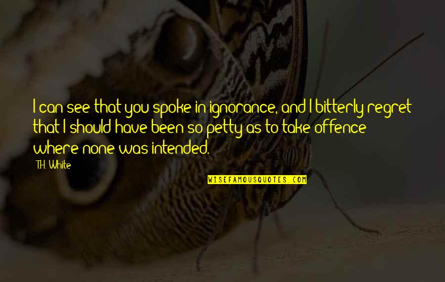 Captain Obvious Radio Commercial Quotes By T.H. White: I can see that you spoke in ignorance,