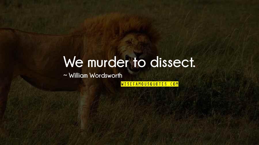 Captain Paddy Brown Quotes By William Wordsworth: We murder to dissect.