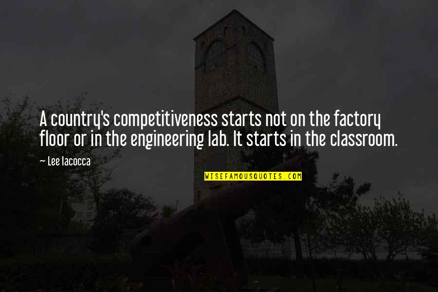 Captivating Smile Quotes By Lee Iacocca: A country's competitiveness starts not on the factory