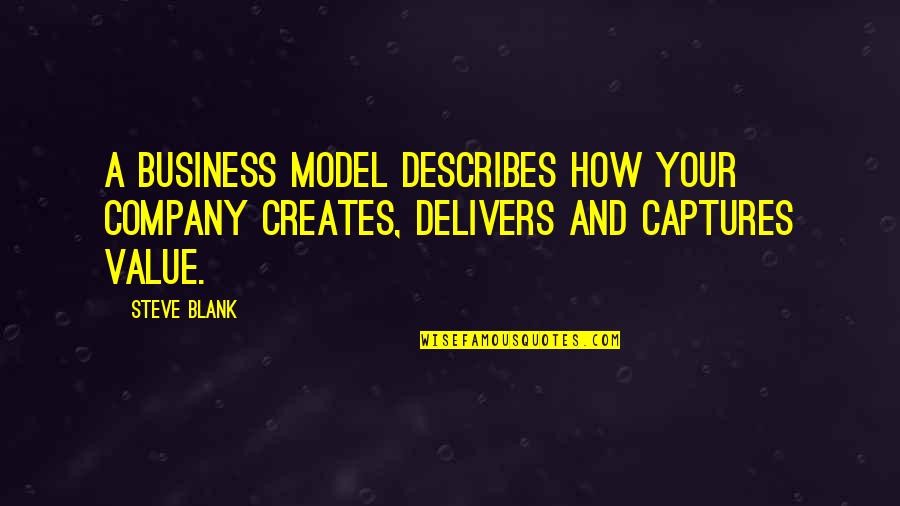 Capture A Quotes By Steve Blank: A business model describes how your company creates,