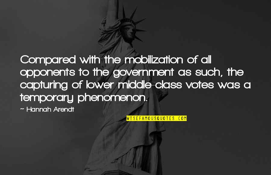 Capturing A Quotes By Hannah Arendt: Compared with the mobilization of all opponents to