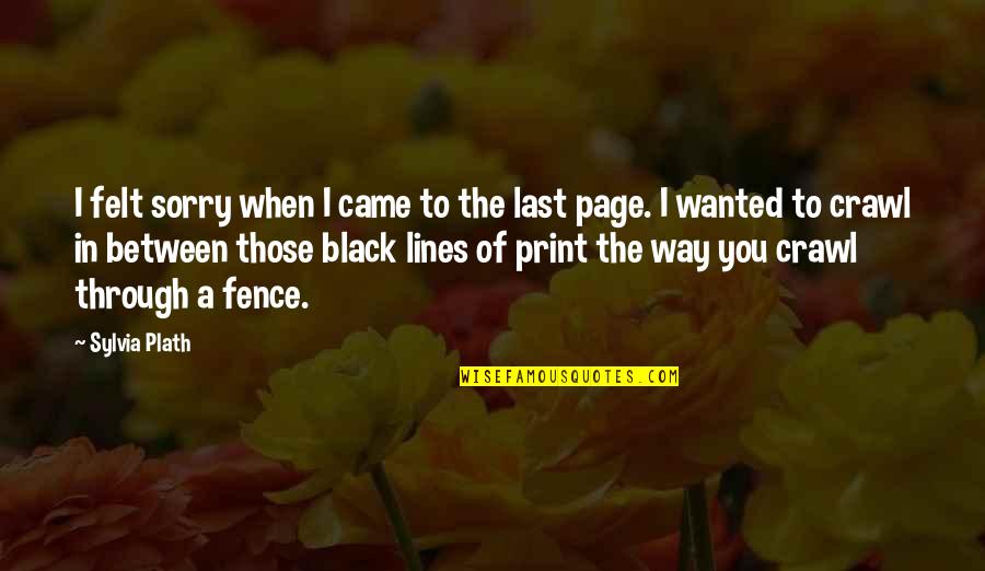 Capulet And Montague Quotes By Sylvia Plath: I felt sorry when I came to the Capulet And Montague Quotes By Sylvia Plath: I felt sorry when I came to the