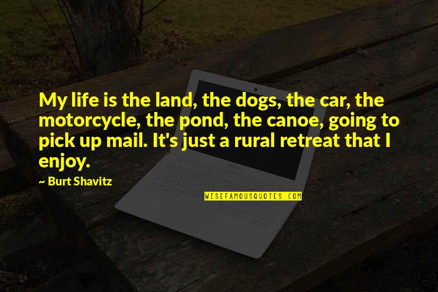 Car And Motorcycle Quotes By Burt Shavitz: My life is the land, the dogs, the