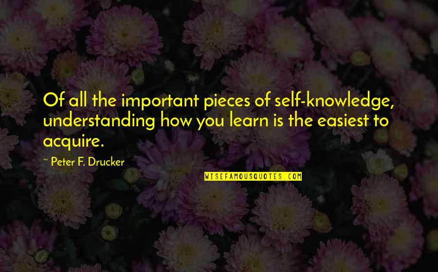 Car Breakdown And Recovery Quotes By Peter F. Drucker: Of all the important pieces of self-knowledge, understanding