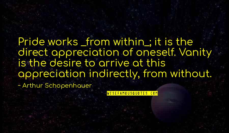 Car Licence Quotes By Arthur Schopenhauer: Pride works _from within_; it is the direct Car Licence Quotes By Arthur Schopenhauer: Pride works _from within_; it is the direct