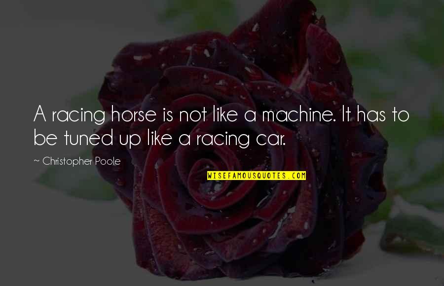 Car Racing Quotes By Christopher Poole: A racing horse is not like a machine.