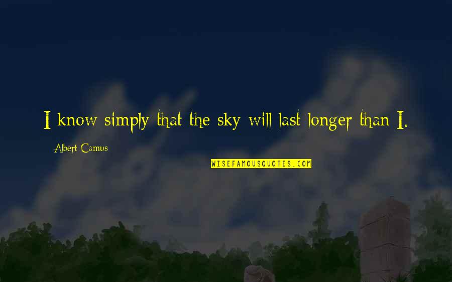 Carapella Painting Quotes By Albert Camus: I know simply that the sky will last