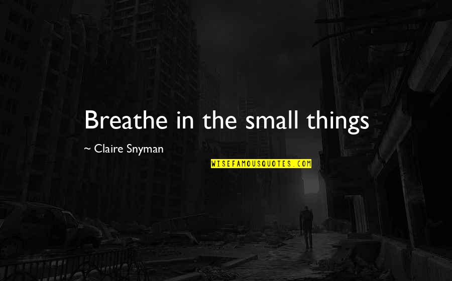Carcelero Kojon Quotes By Claire Snyman: Breathe in the small things