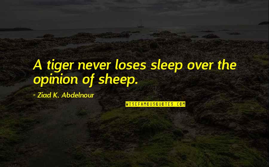Carcosa Lyrics Quotes By Ziad K. Abdelnour: A tiger never loses sleep over the opinion
