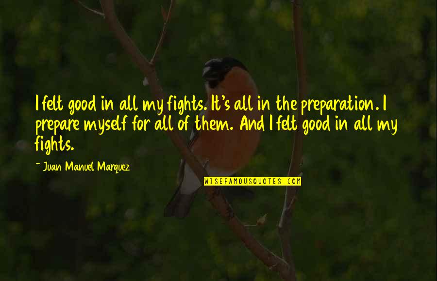 Card Shark Quotes By Juan Manuel Marquez: I felt good in all my fights. It's