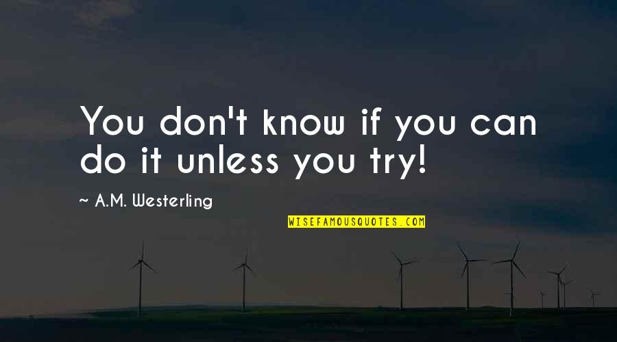 Cardiello Law Quotes By A.M. Westerling: You don't know if you can do it