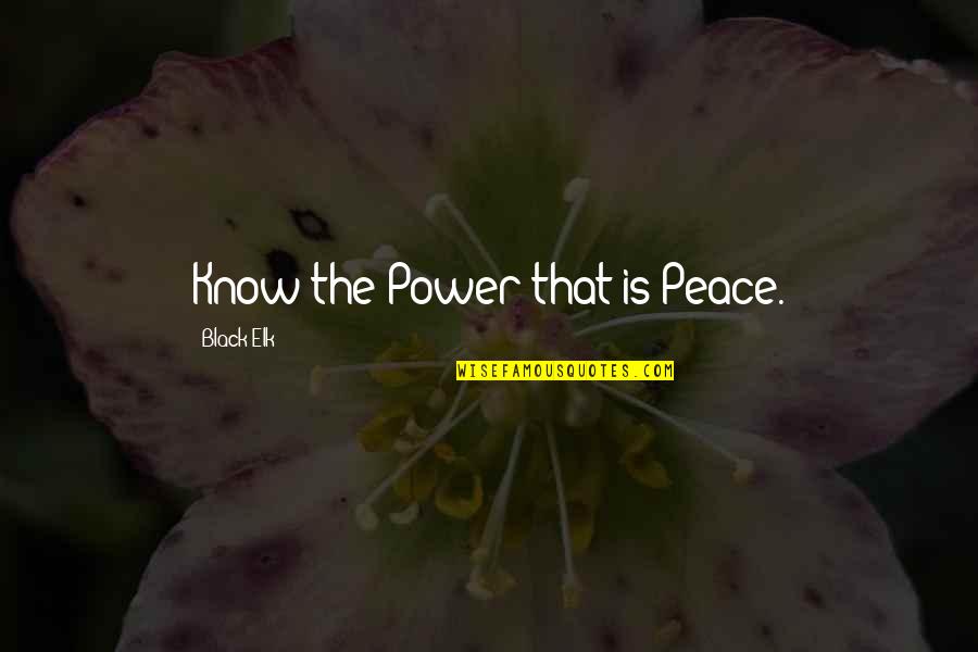 Cardigan Quote Quotes By Black Elk: Know the Power that is Peace.