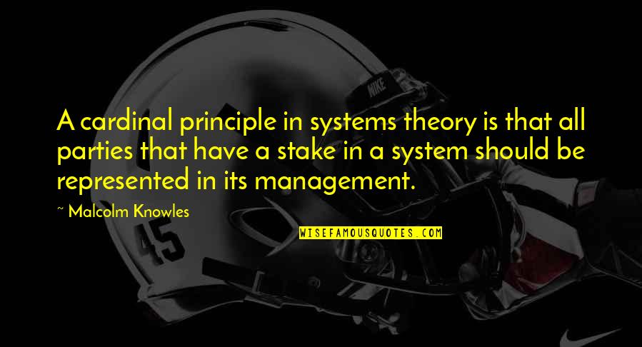Cardinal Quotes By Malcolm Knowles: A cardinal principle in systems theory is that Cardinal Quotes By Malcolm Knowles: A cardinal principle in systems theory is that