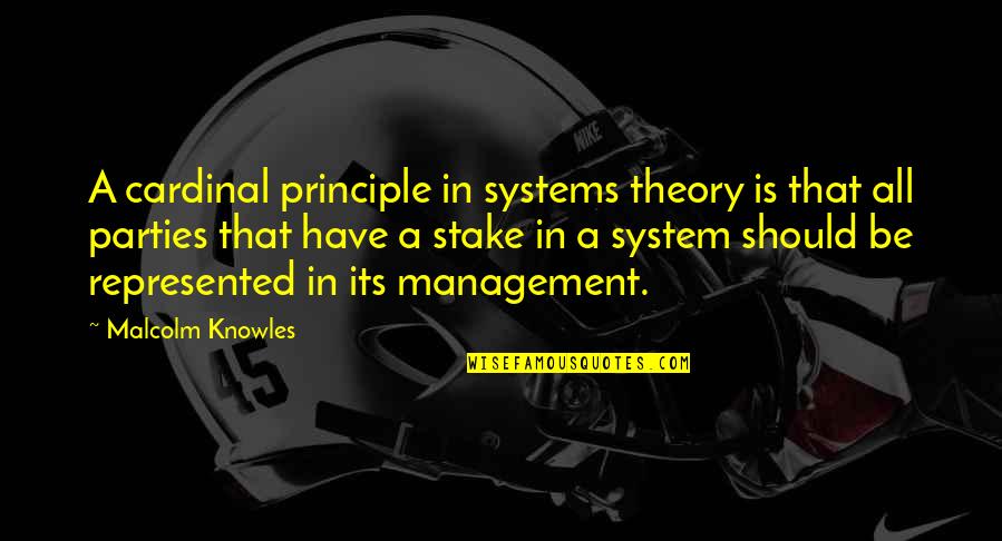 Cardinal Quotes By Malcolm Knowles: A cardinal principle in systems theory is that