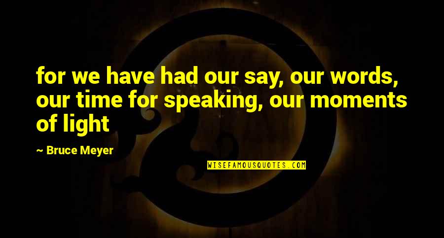 Care And Support Quotes By Bruce Meyer: for we have had our say, our words,