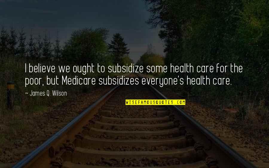 Care For Everyone Quotes By James Q. Wilson: I believe we ought to subsidize some health
