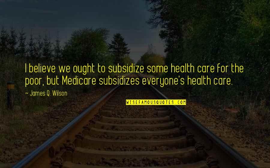 Care For The Poor Quotes By James Q. Wilson: I believe we ought to subsidize some health