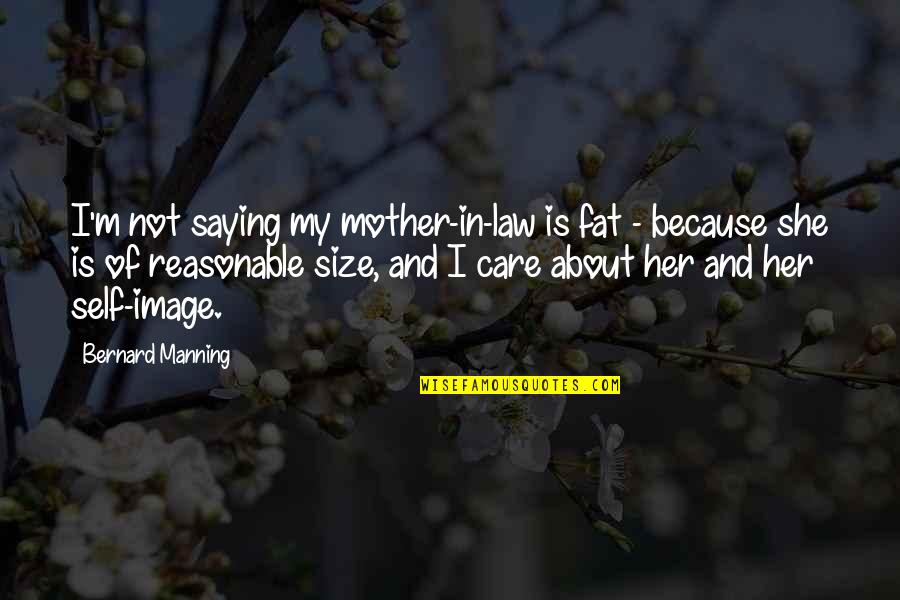 Care Of Mother Quotes By Bernard Manning: I'm not saying my mother-in-law is fat -