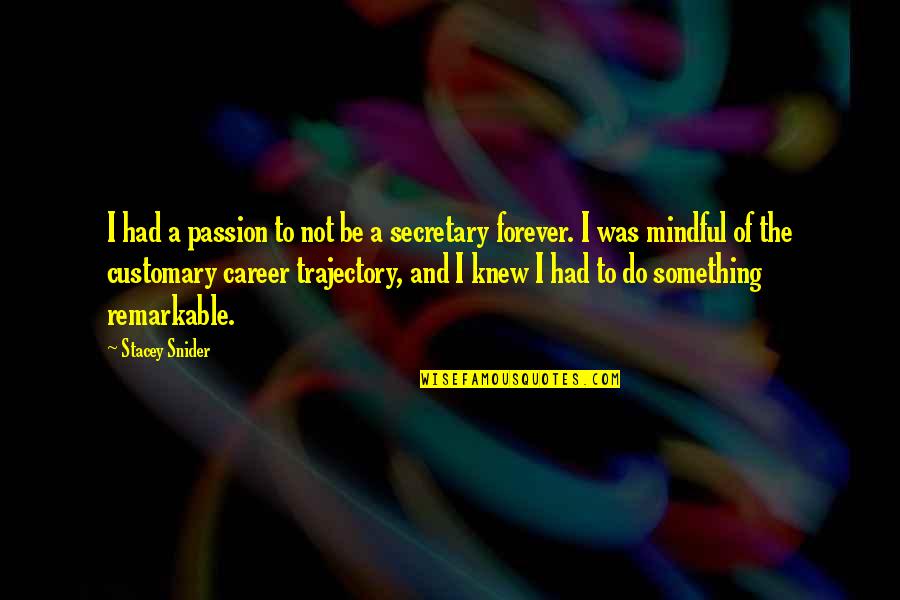 Career And Passion Quotes By Stacey Snider: I had a passion to not be a Career And Passion Quotes By Stacey Snider: I had a passion to not be a