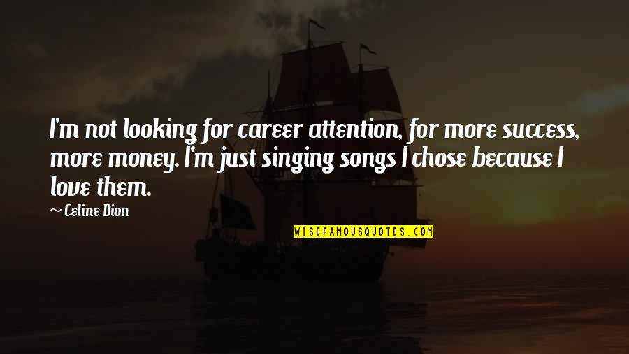 Career And Success Quotes By Celine Dion: I'm not looking for career attention, for more