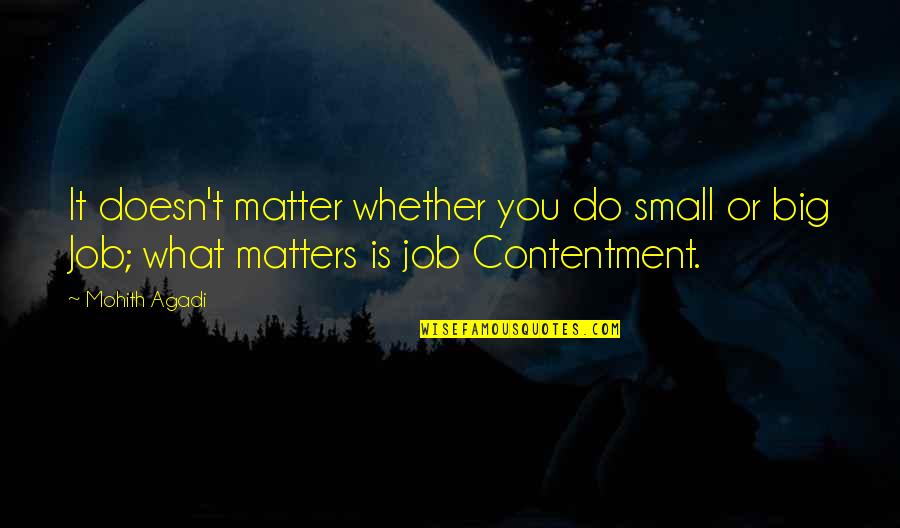 Career Satisfaction Quotes By Mohith Agadi: It doesn't matter whether you do small or