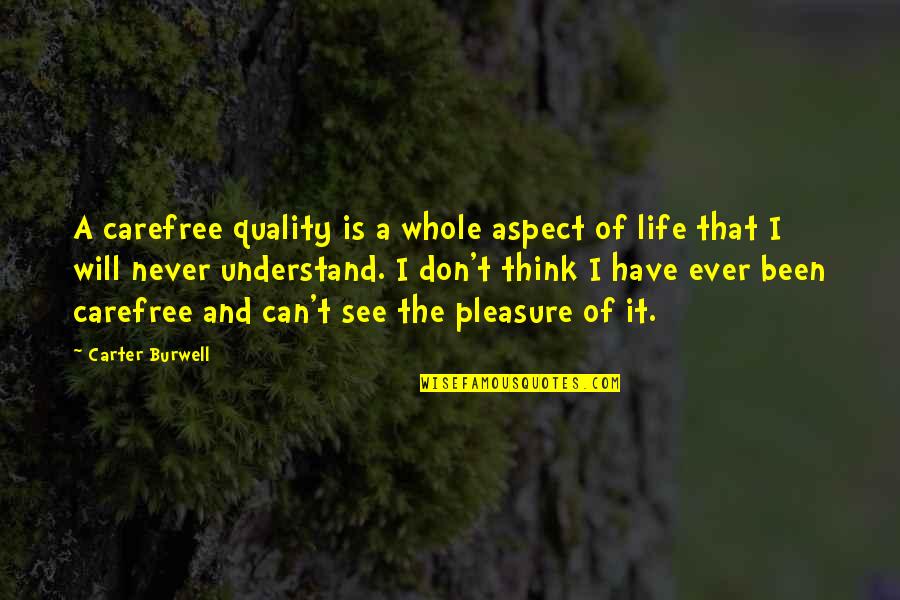 Carefree Life Quotes By Carter Burwell: A carefree quality is a whole aspect of