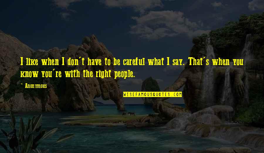 Careful Of What You Say Quotes By Anonymous: I like when I don't have to be