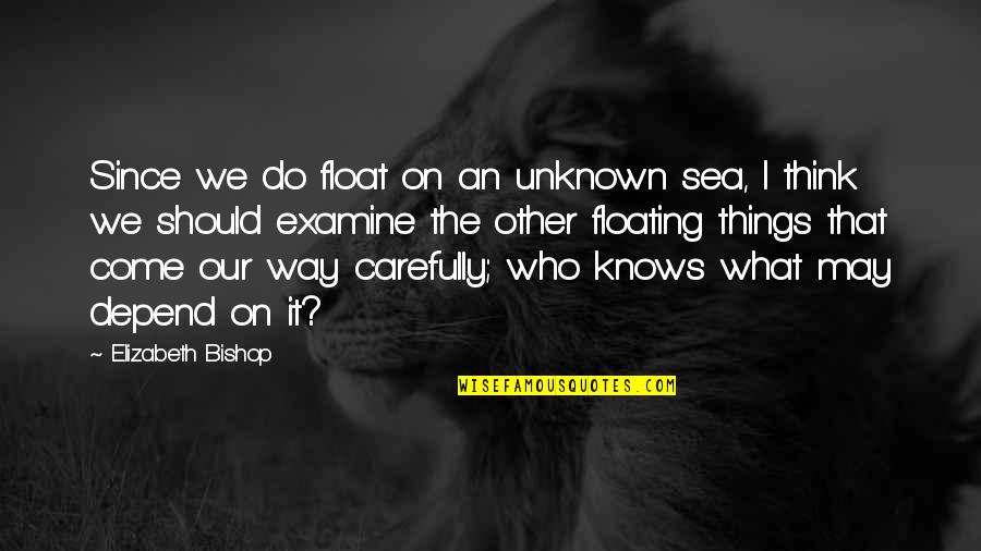 Carefully Quotes By Elizabeth Bishop: Since we do float on an unknown sea,