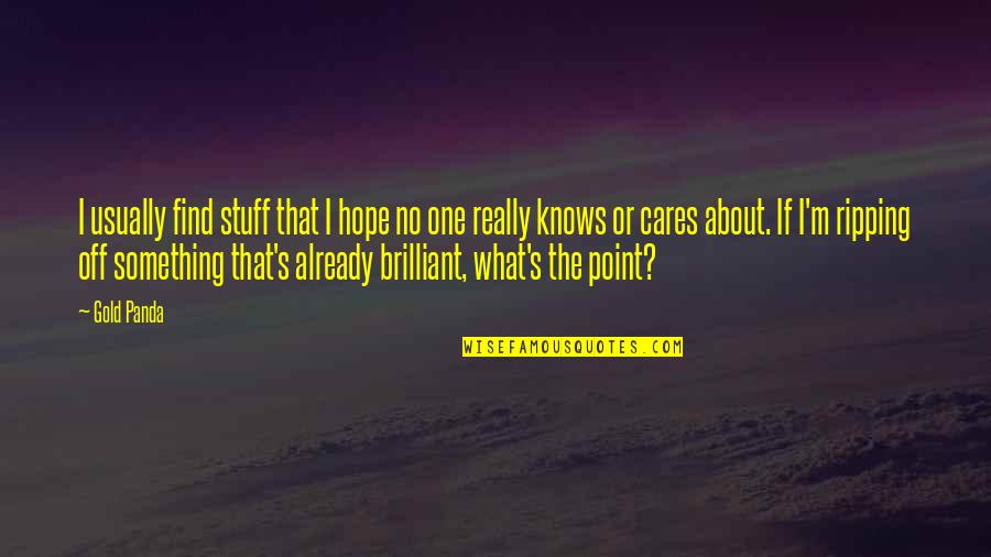 Cares Quotes By Gold Panda: I usually find stuff that I hope no