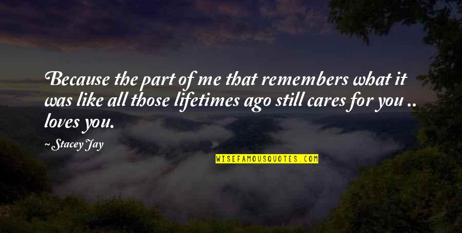 Cares Quotes By Stacey Jay: Because the part of me that remembers what