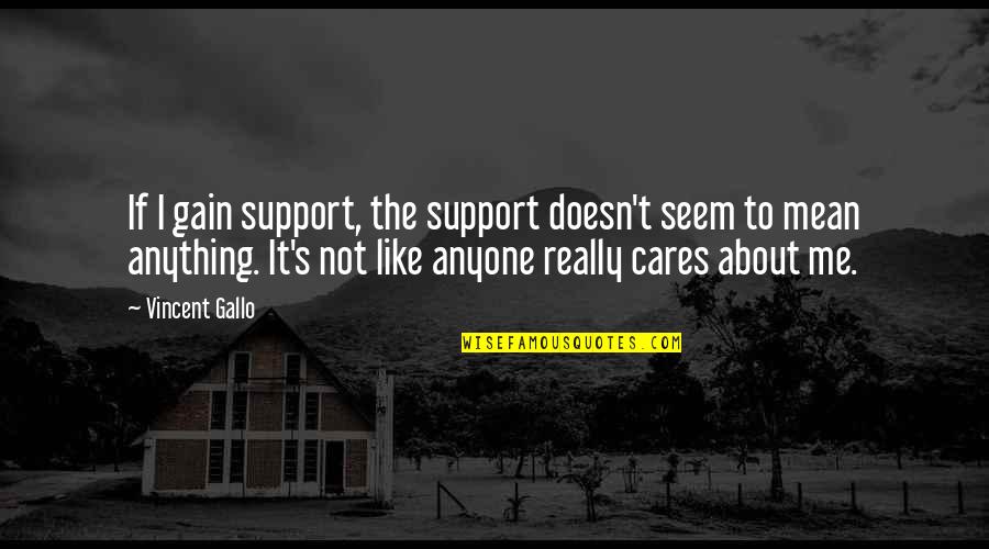 Cares Quotes By Vincent Gallo: If I gain support, the support doesn't seem