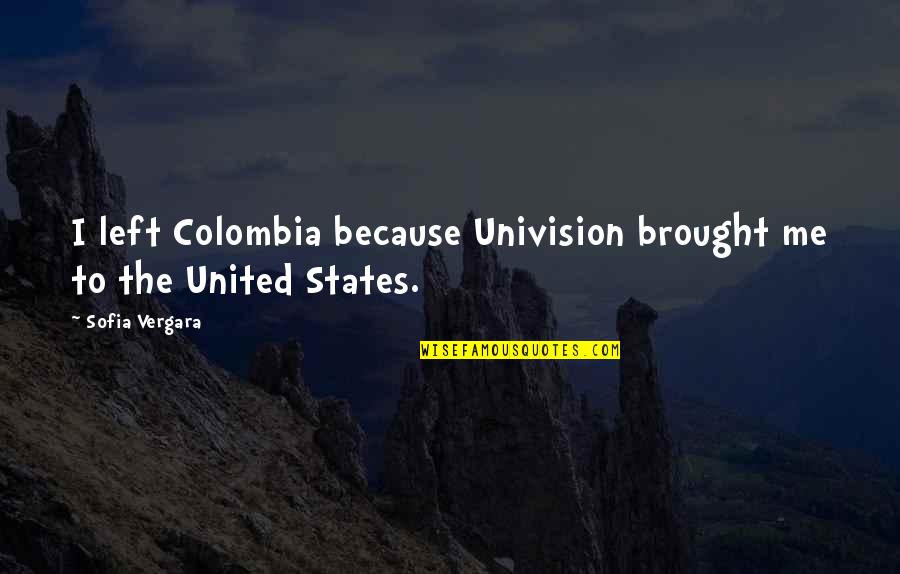 Caresses Cheek Quotes By Sofia Vergara: I left Colombia because Univision brought me to