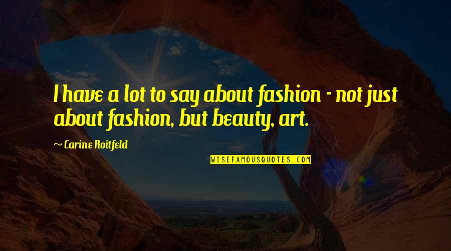 Carine Roitfeld Fashion Quotes By Carine Roitfeld: I have a lot to say about fashion