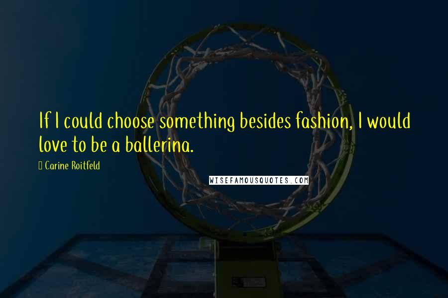 Carine Roitfeld quotes: If I could choose something besides fashion, I would love to be a ballerina.