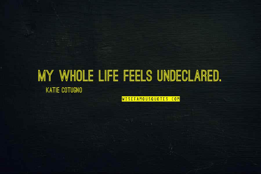 Caring For Someone More Than Yourself Quotes By Katie Cotugno: My whole life feels undeclared.