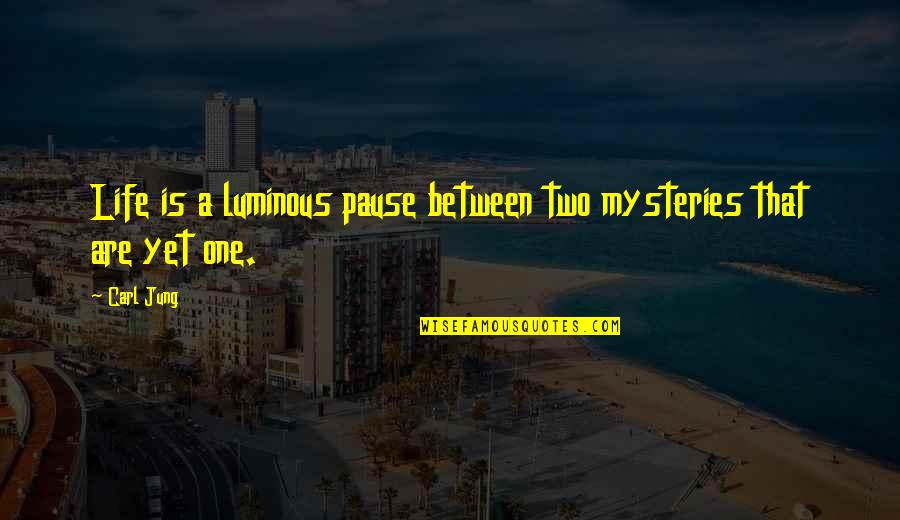 Carl Jung Life Quotes By Carl Jung: Life is a luminous pause between two mysteries