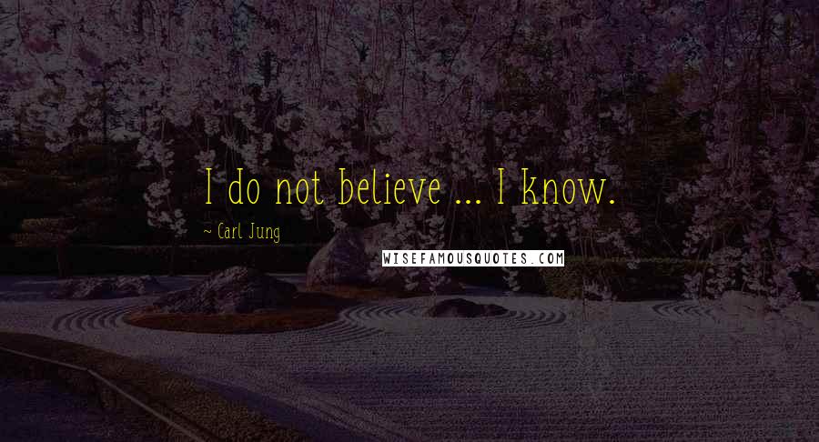 Carl Jung quotes: I do not believe ... I know.