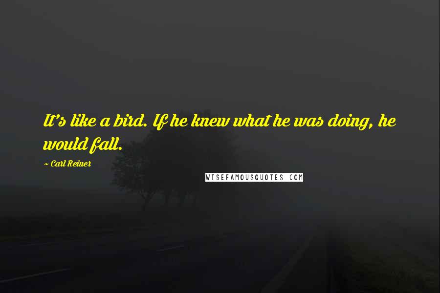 Carl Reiner quotes: It's like a bird. If he knew what he was doing, he would fall.