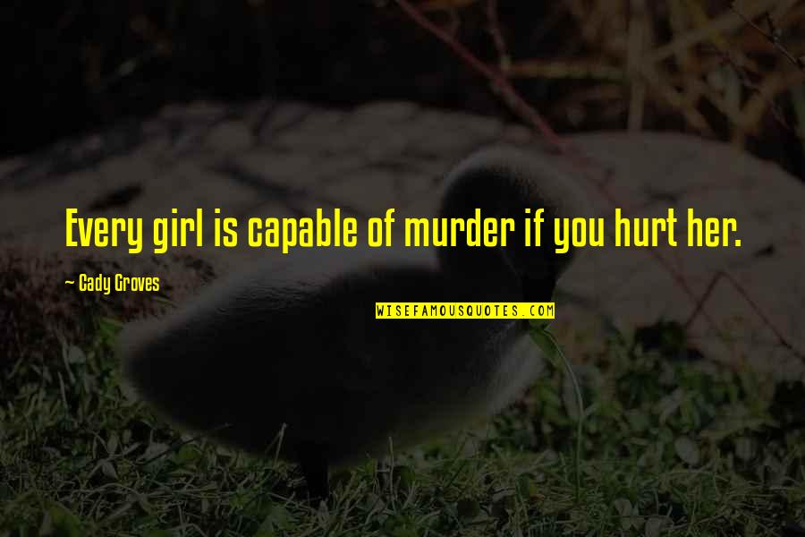 Carl Rogers Self Concept Quotes By Cady Groves: Every girl is capable of murder if you
