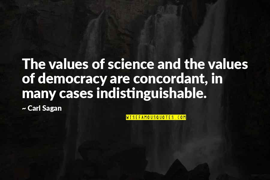 Carl Sagan Science Quotes By Carl Sagan: The values of science and the values of