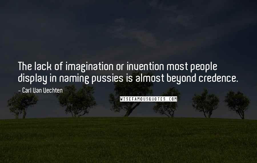 Carl Van Vechten quotes: The lack of imagination or invention most people display in naming pussies is almost beyond credence.