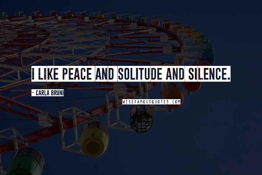 Carla Bruni quotes: I like peace and solitude and silence.