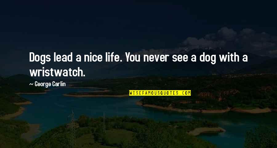 Carlin Life Quotes By George Carlin: Dogs lead a nice life. You never see